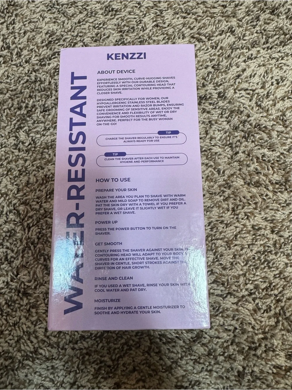 Kenzzi Rechargeable Lady Shaver in White and Rose Gold
